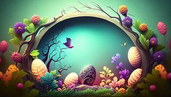 Pasqua vacanza sfondo. Pasqua uova illustrazione fondale con copia spazio. generativo ai foto
