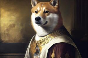 doge meme divertente ritratto viso di cane avvicinamento classico arte design generativo ai foto