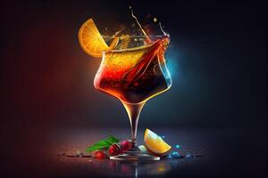 di moda alcolizzato cocktail con colorato ingredienti. generativo ai foto