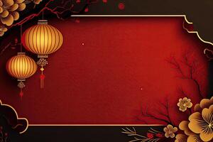 Cinese nuovo anno sfondo con copia spazio, modello rosso sfondo. Cina vacanza generativo ai foto