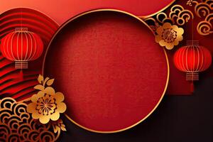 Cinese nuovo anno sfondo con copia spazio, modello rosso sfondo. Cina vacanza generativo ai foto