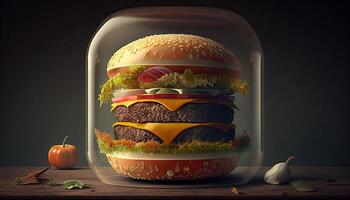 gustoso delizioso hamburger, generativo ai illustrazione foto