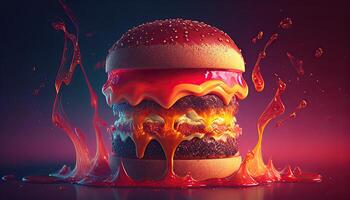 gustoso delizioso hamburger, generativo ai illustrazione foto