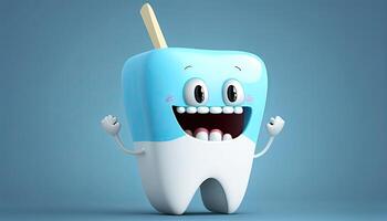 carino dente personaggio design. denti stomatologia illustrazione, generativo ai foto
