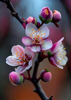 fioritura albero ramo. primavera fioritura fiori. ai generato foto