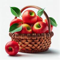 cestino di rosso mele. illustrazione generativo ai foto