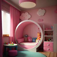 rosa carino infantile camera interno. generativo ai foto