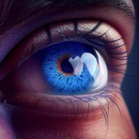 bellissimo grande blu occhi macro. illustrazione generativo ai foto
