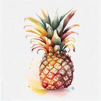 ananas acquerello carino su bianca sfondo. illustrazione generativo ai foto