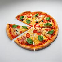 Pizza su bianca sfondo illustrazione generativo ai foto