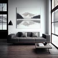 moderno minimalista camera interno design. generativo ai foto