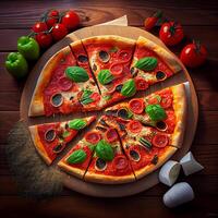 peperoni italiano Pizza. generativo ai foto