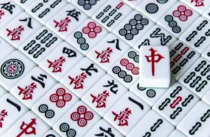 Harbin, Cina - dec 30, 2018-mahjong è il antico asiatico tavola gioco. foto