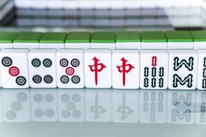 Harbin, Cina - dec 30, 2018-mahjong è il antico asiatico tavola gioco. foto