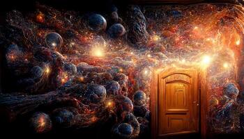 illustrazione di un' porta in il universo foto