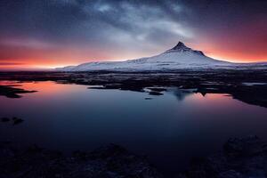 illustrazione di un' bellissimo notte nel Islanda foto