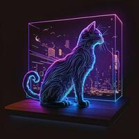 futuristico 3d neon gatto illustrazione. generativo ai. foto