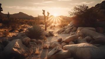 tramonto nel Giosuè albero nazionale parco, California, unito stati foto