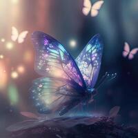 bellissimo farfalla su un' favoloso sfocato sfondo. ai generato. foto