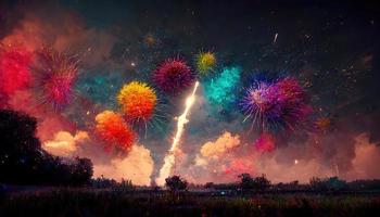 astratto colorato fuochi d'artificio. ai rendere. foto