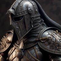 celtico cavaliere nel Opaco argento armatura. digitale illustrazione. ai foto