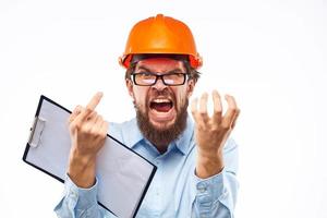 emotivo lavoratore arancia dipingere sicurezza costruzione industria ritagliata Visualizza foto