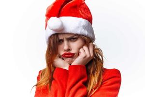 donna nel Natale costume moda in posa vacanza foto