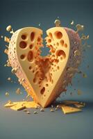 cuore sagomato formaggio per formaggio Gli amanti giorno, nazionale formaggio dell'amante giorno celebrazione, generativo ai. foto