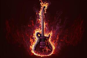 chitarra nel fuoco, generativo ai foto