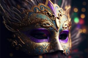veneziano carnevale maschera con piume, generativo ai. foto