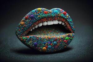colorato astratto lsd labbra bocca illustrazione generativo ai foto
