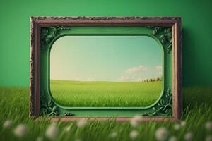 telaio con vuoto spazio su estate verde natura sfondo generativo ai foto