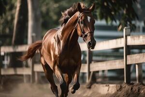 Marrone da corsa cavallo correre sport generativo ai foto