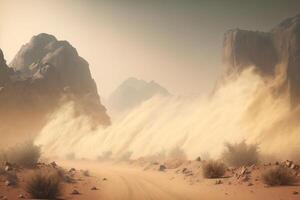 deserto tempesta di sabbia polvere illustrazione generativo ai foto