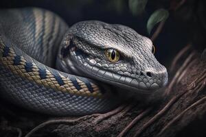 serpente con grigio argento pelle generativo ai foto