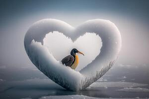 congelato ghiaccio cuore inverno simbolo amore generativo ai foto