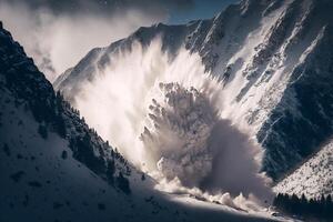 neve valanga In arrivo giù il montagna generativo ai foto