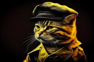 gatto animale domestico polizia cappello illustrazione generativo ai foto