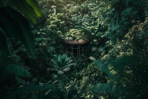 verde giungla foresta superiore Visualizza illustrazione generativo ai foto