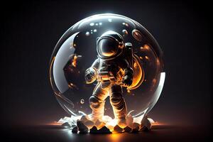 astronauti hold pianeta nel un' Magia palla illustrazione generativo ai foto
