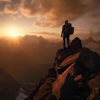 un' giovane adolescente età escursionista è in piedi su il bordo di un' scogliera godendo un' drammatico Overlook di il famoso Colorado fiume. generativo ai foto