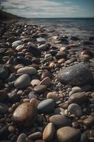 ciottolo pietre su il spiaggia - morbido messa a fuoco con Vintage ▾ filtro foto