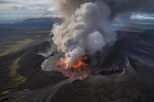 vulcano eruzione nel Islanda aereo Visualizza foto