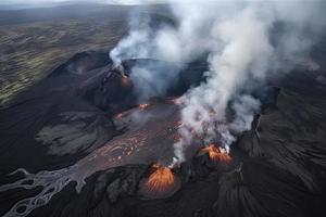 vulcano eruzione nel Islanda aereo Visualizza foto