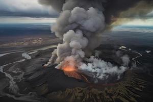 vulcano eruzione nel Islanda aereo Visualizza foto