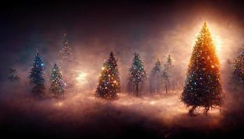 magico Natale foresta, ai rendere. foto