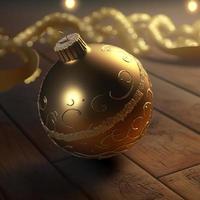 d'oro Natale sfera. ai rendere. foto