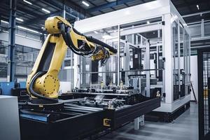industriale macchina robot, inteligente moderno fabbrica automazione utilizzando Avanzate macchine, industriale 4.0 produzione processi foto