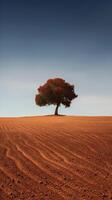 illustrazione arte di paesaggio, albero su prato a Alba con sole e mist.abstract surreale illustrazione. generativo ai. foto
