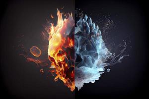 fuoco e ghiaccio concetto design con scintilla foto